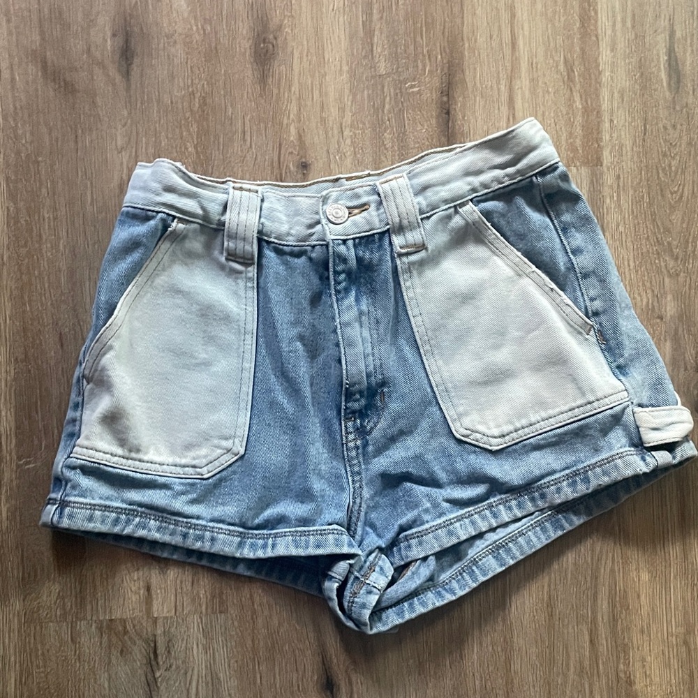 PacSun Blue Two Tone Cargo Jean Shorts
